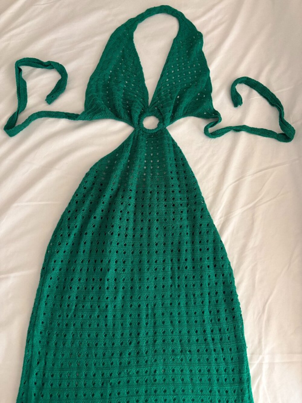 Green Knit Halter Maxi Dress/Cover-Up